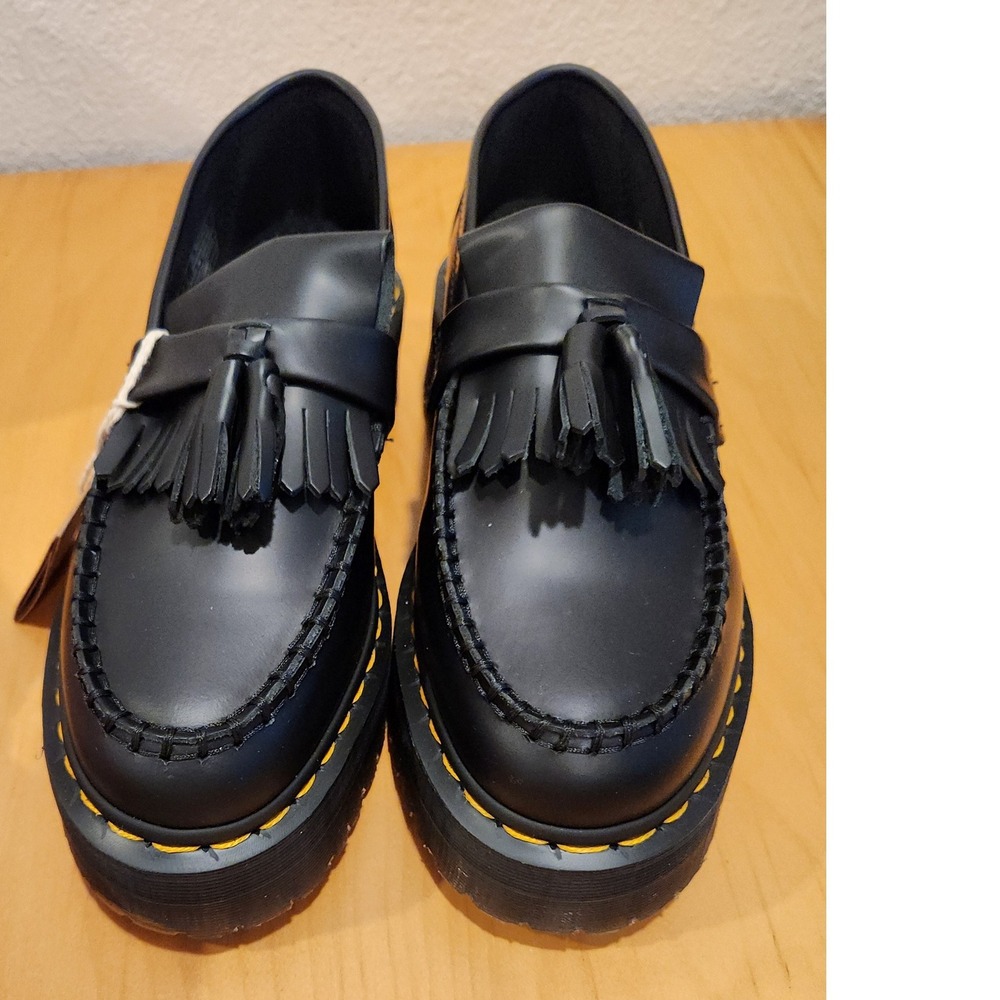 Dr. Martens Adrian Quad Tassel Loafers Black Leather US 7M / 8W UK6 EU39 NWT